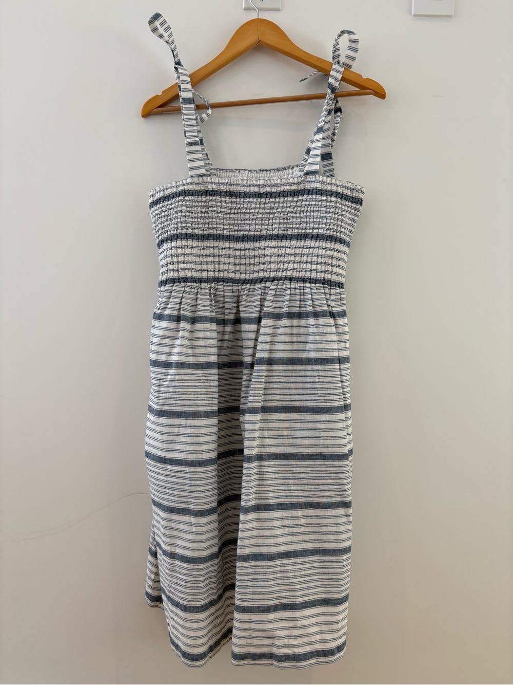 Hope & Henry smocked midi dress with pockets